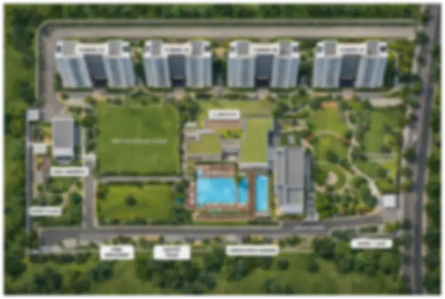 L&T Jakkur master plan — 8 residential towers around a central amenity park on 12.6 acres off Thanisandra Main Road